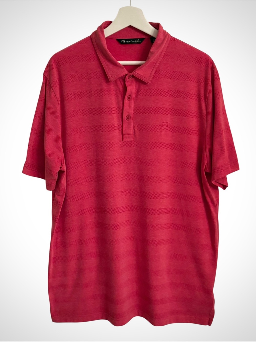 TravisMathew Red Striped Polo Shirt Men’s Sz XL Performance Golf Athleisure EUC